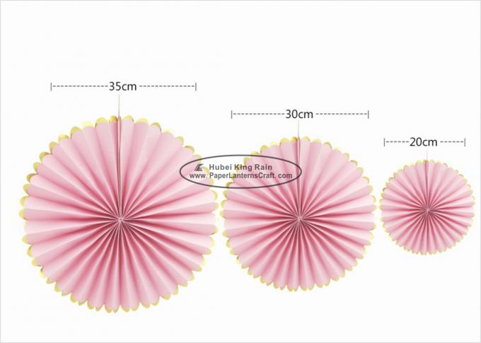 Single Color Pink Paper Fans Party Favors 14 Inch For Home Decoration 0