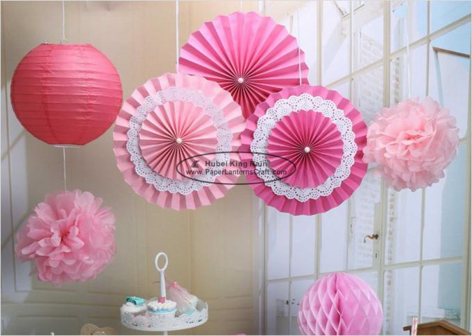 14 Inch Double Layer Pink Paper Fan Decorations For Themed Party Decor 1