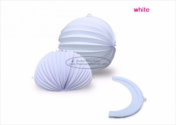 Single Color Paper Lanterns Craft , White Paper Accordion Balls For Cultural Garden 0