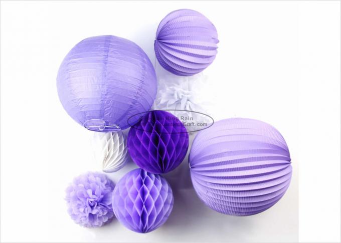 Purple Paper Luxury Paper Accordion Lanterns / Balls With Round Shaped 0