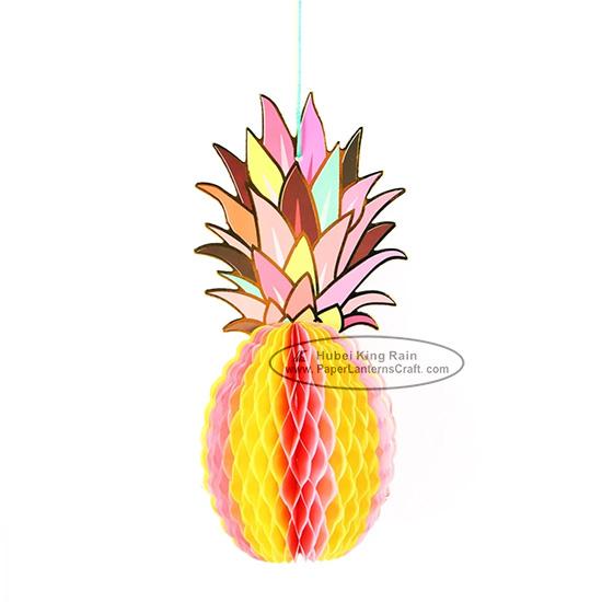 Multicolor Pineapple Summer Themes Decoration Honeycomb Poms 0