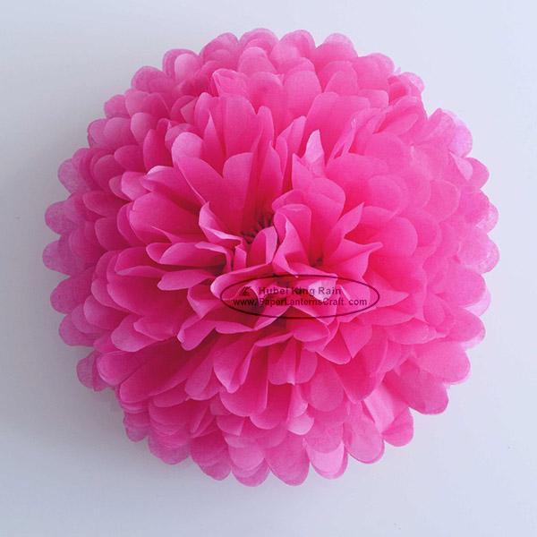 Hot Pink Party Decoration Paper Flower Tissue Paper Pom Poms Balls Craft 0