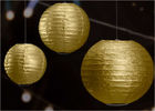 14" Printed Silver Gold Circle Paper Lanterns Handmade Craft For Cultural Garden