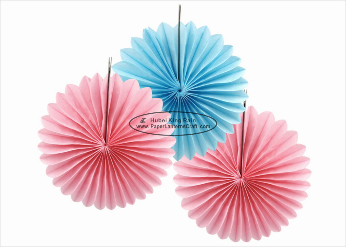 China Colorful Handmade Tissue Paper Hanging Fans 20cm 30cm 40cm For Festival Activities factory