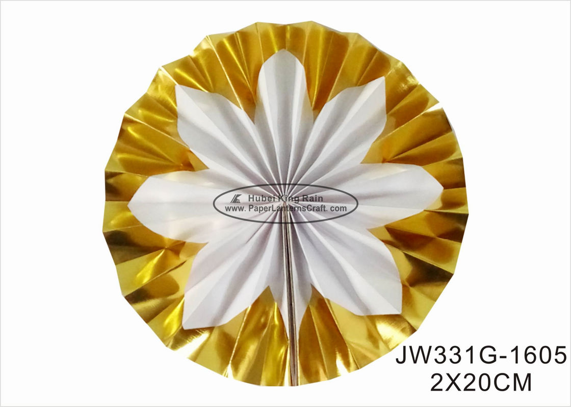 Hot Gold Foil Paper Fan Wedding Decorations With Vibrant Bright Colors