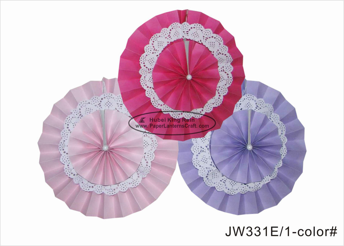 China 14 Inch Double Layer Pink Paper Fan Decorations For Themed Party Decor factory