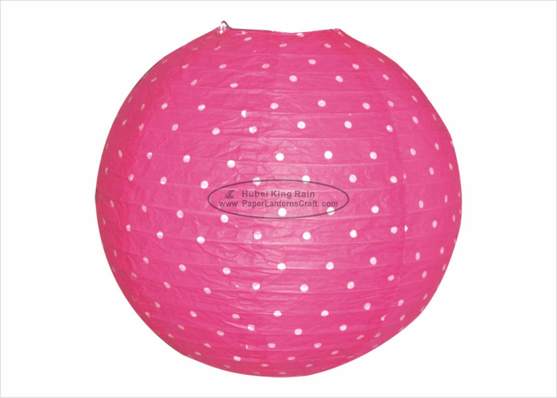 buy Polka Dots Round Paper Lanterns , Indoor Party Pink And White Paper Lanterns online manufacturer