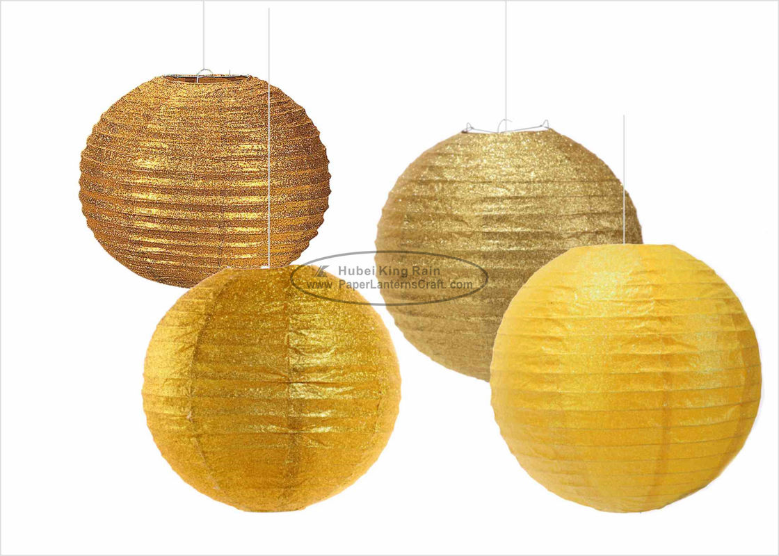 China Glitter Powder Shiny Round Paper Lanterns , 14 Inch Paper Lanterns For Indoors factory
