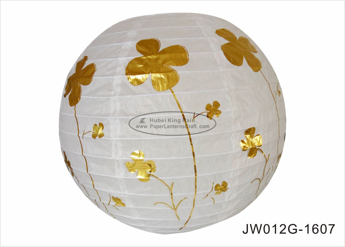 Good price Anniversary Ceremony 12 Inch Round Paper Lanterns With Hot Foil Gold Flowers online