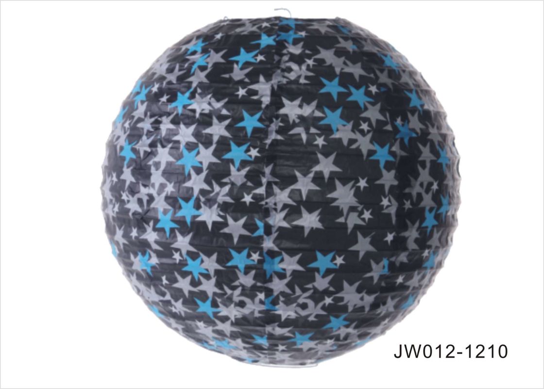 buy Black Star Round Paper Lanterns , Indoor Paper Lanterns 14 Inch 16 Inch online manufacturer