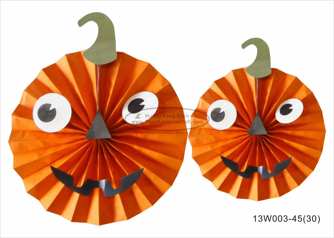Good price Lightweight Paper Halloween Decorations 10&quot; 12&quot; 14&quot; Pumpkin Face Halloween Paper Fans online