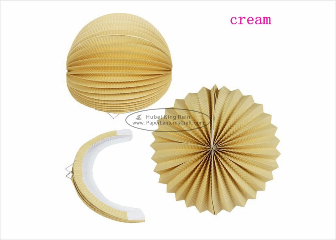 buy 8&quot; 10&quot; Cream Ball Paper Lanterns Decoration Solid Color For Amusement Park online manufacturer