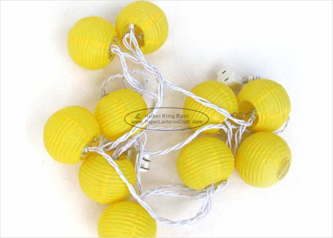Yellow Led Paper Lantern String Lights 7.5 Cm For Indoor Trees Decor