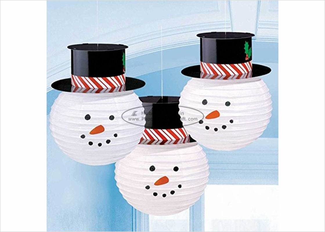 buy Commercial Handmade Paper Christmas Ornaments 8&quot; 10&quot; 12” , Snowman With Hat Shaped online manufacturer