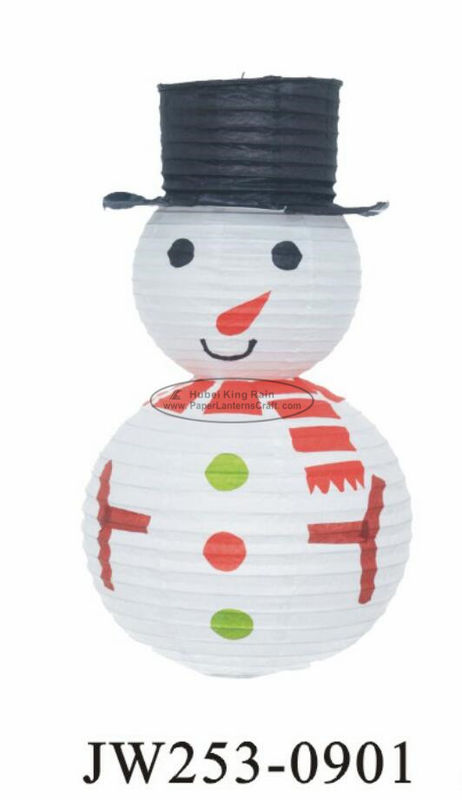 China Biodegradable Paper Christmas Decorations Outdoor Snowman Lantern 10&quot; 12” 14&quot; 16&quot; factory