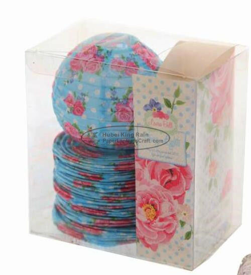 Red Battery Operated Lantern String Lights Paper Material With Rose Flower Patterned