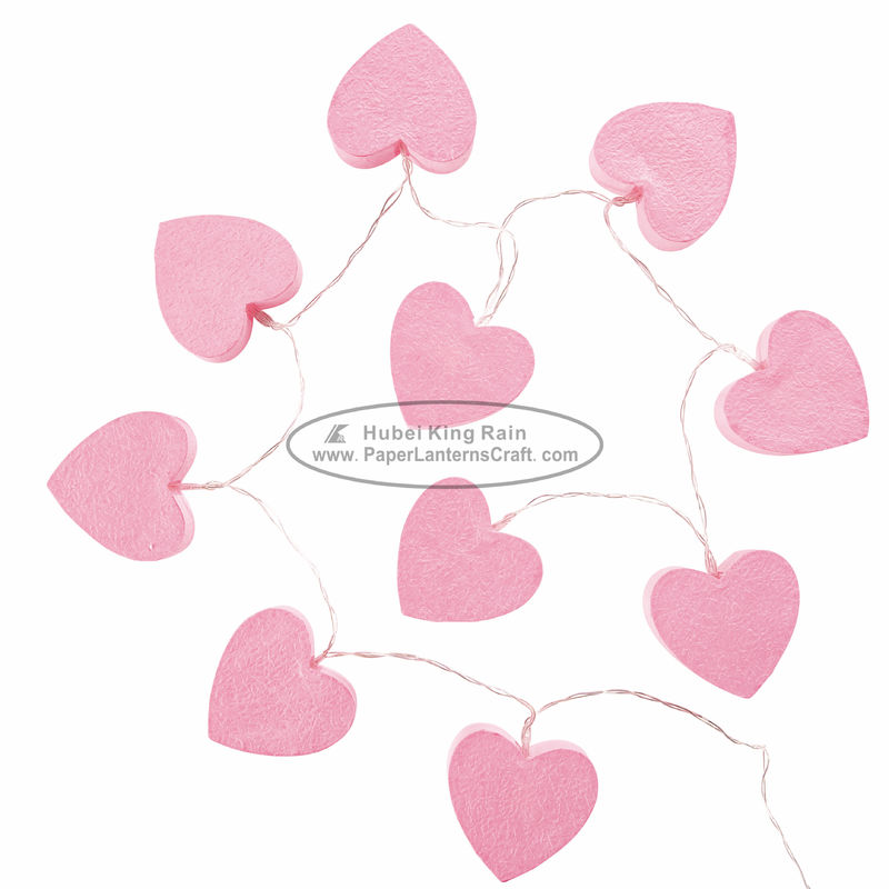 buy Pink heart Paper Lantern String Lights girl wedding room decoration hanging online manufacturer