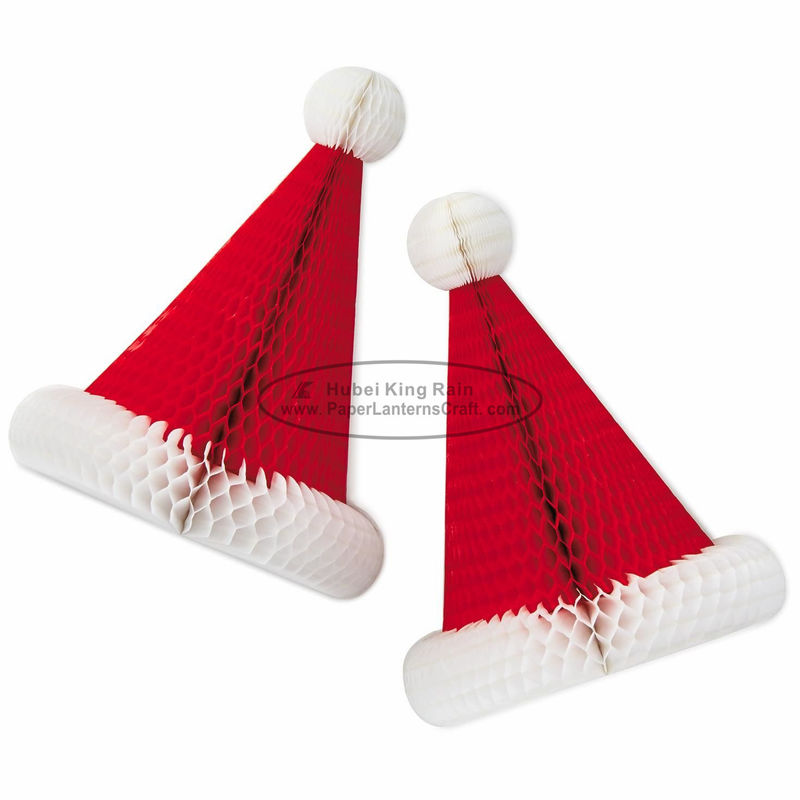Good price Handmade Craft Honeycomb Xmas Decorations With Christmas Hat Shaped online