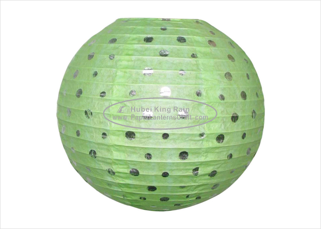 buy 12 inch green Dots Round Paper Lanterns Indoor Decoration ball paper lanterns online manufacturer