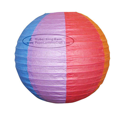 Three Color Round Paper Lanterns With Metal Wire Material Paper 0