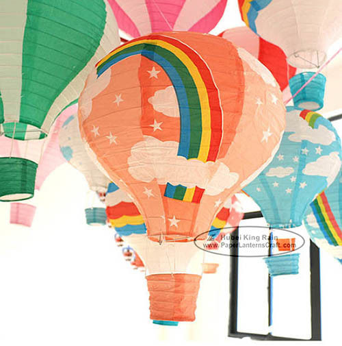 14 Inch 16 Inch Rainbow Hot Air Balloon Paper Lantern For Party Lamp