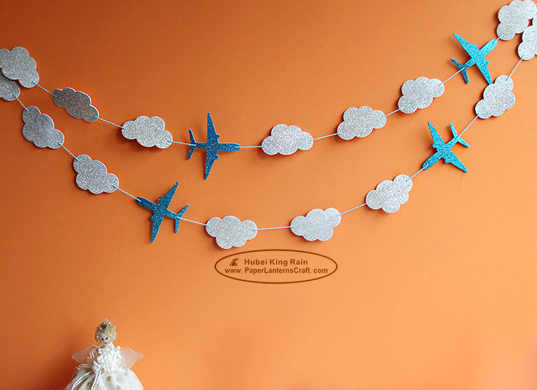 Good price White Cloud Airplane Paper Garland Craft Tassel Garland Solid Color And Mixed Color online