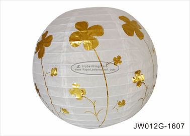 Anniversary Ceremony 12 Inch Round Paper Lanterns With Hot Foil Gold Flowers